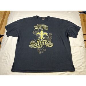 Vintage Reebok New Orleans Saints We Are Saints T Shirt Black 3XL Fleur De Lis